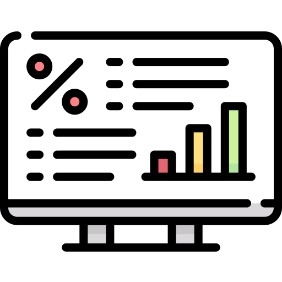 pc monitor with graphs and charts