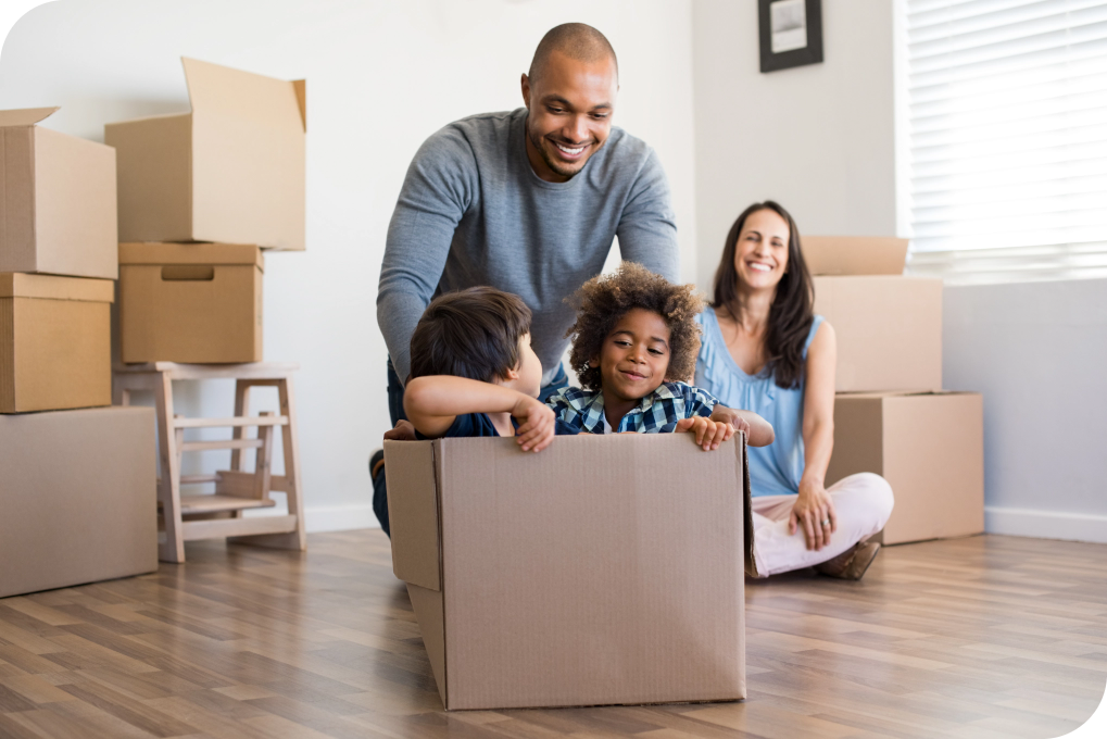 kids playing in a box